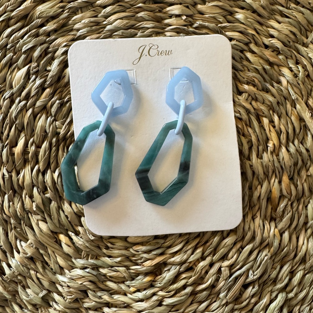 J. Crew Blue and Green Geometric Earrings